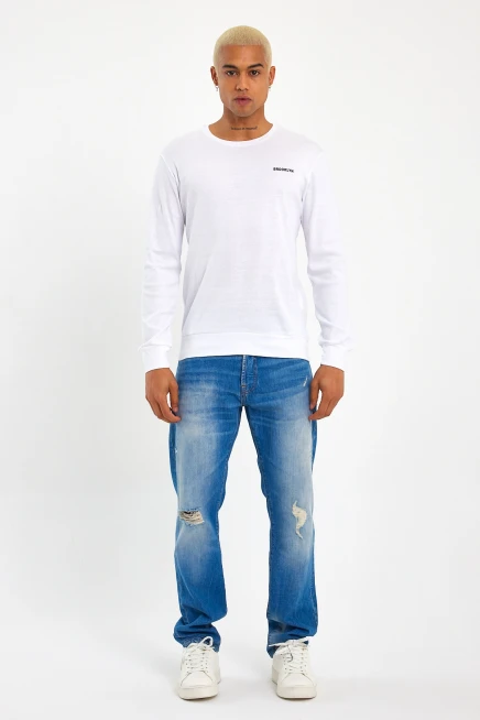 Süperlife Bisiklet Yaka Uzun Kollu Dar Kalıp İnce  Erkek Sweatshirt SPR2019K18