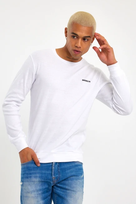 Süperlife Bisiklet Yaka Uzun Kollu Dar Kalıp İnce  Erkek Sweatshirt SPR2019K18