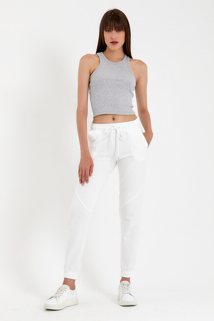 Süperlife Kadın Crop Örme Arkası Yüksek Yaka Slim Fit  Atlet-Tişort SPR21Y11