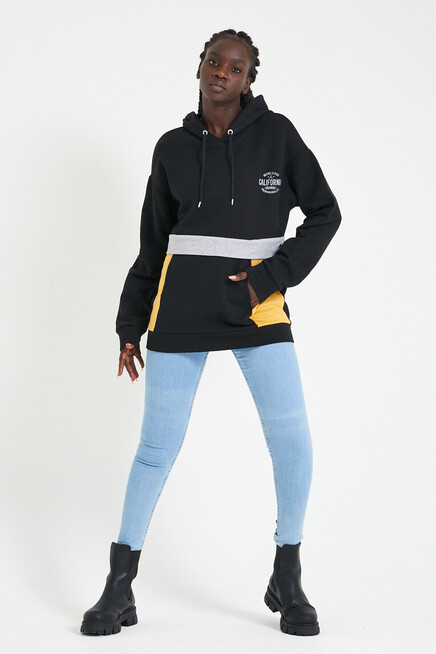 Kadın Kapşonlu Oversize Fit Garnili Sweatshirt SPR22SWK169