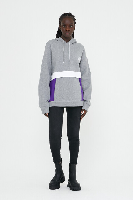 Kadın Kapşonlu Oversize Fit Garnili Sweatshirt SPR22SWK169