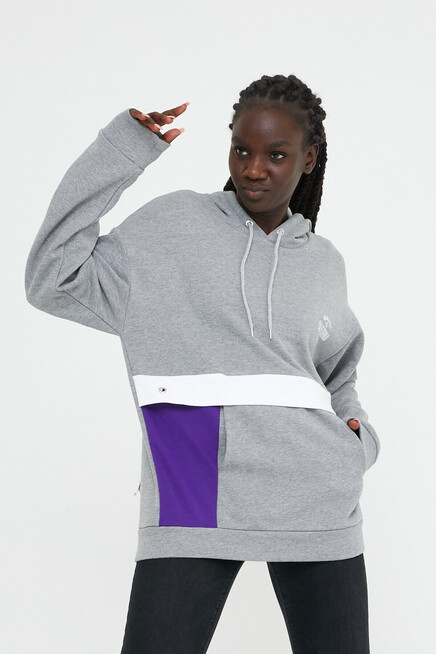 Kadın Kapşonlu Oversize Fit Garnili Sweatshirt SPR22SWK169