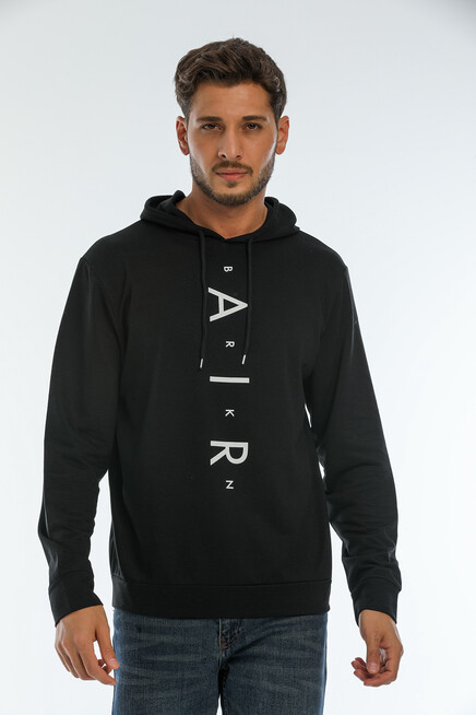 Süperlife Erkek Kapşonlu Regular Fit Air Baskılı İnce Sweatshirt SPR22SW162