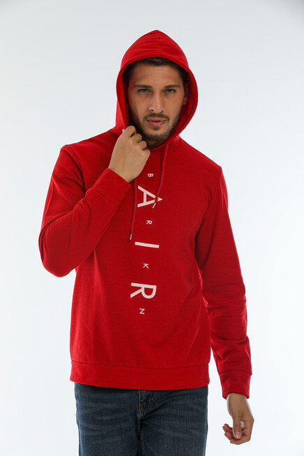 Süperlife Erkek Kapşonlu Regular Fit Air Baskılı İnce Sweatshirt SPR22SW162