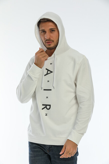 Süperlife Erkek Kapşonlu Regular Fit Air Baskılı İnce Sweatshirt SPR22SW162