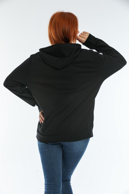 Süperlife Kadın Kapşonlu AR Baskılı İnce Sweatshırt SPR22SWk162