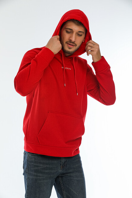 Süperlife Erkek Kapşonlu Regular Fit Brooklyn Baskılı İnce Sweatshirt SPR22SW161