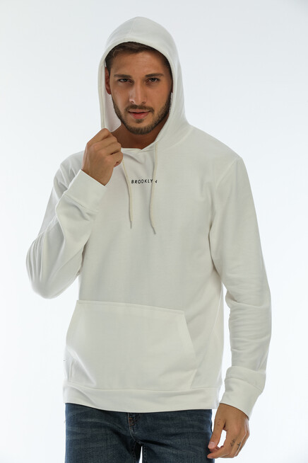 Süperlife Erkek Kapşonlu Regular Fit Brooklyn Baskılı İnce Sweatshirt SPR22SW161