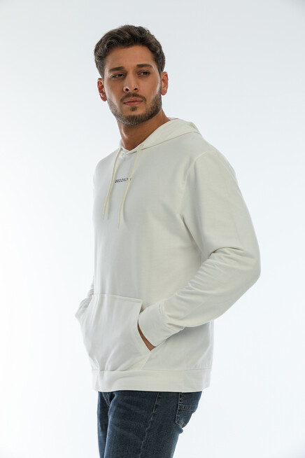 Süperlife Erkek Kapşonlu Regular Fit Brooklyn Baskılı İnce Sweatshirt SPR22SW161