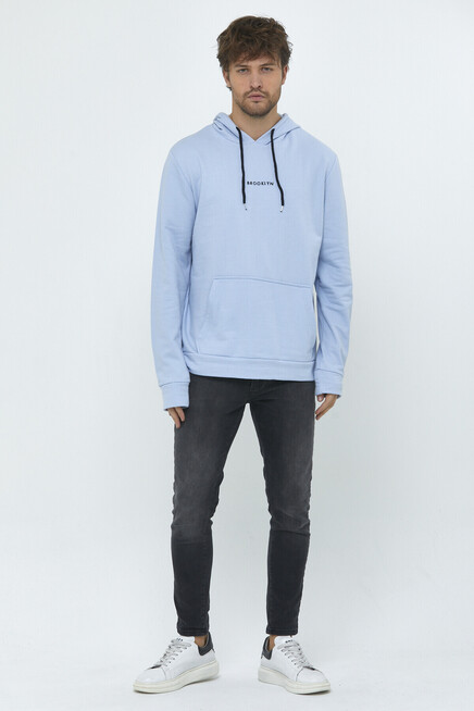 Süperlife Erkek Kapşonlu Regular Fit Brooklyn Baskılı İnce Sweatshirt SPR22SW161