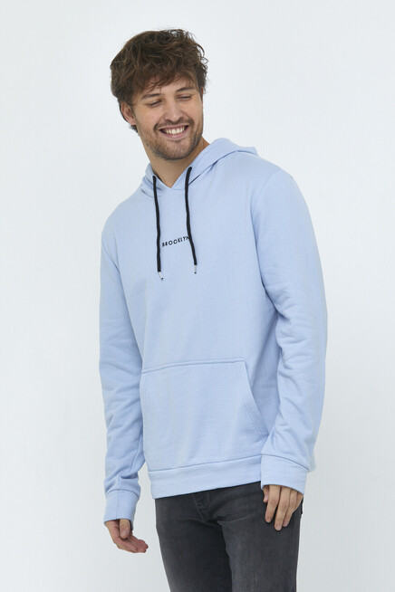 Süperlife Erkek Kapşonlu Regular Fit Brooklyn Baskılı İnce Sweatshirt SPR22SW161