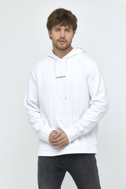 Süperlife Erkek Kapşonlu Regular Fit Brooklyn Baskılı İnce Sweatshirt SPR22SW161