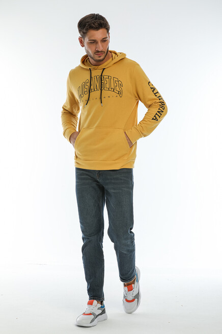 Erkek Kapşonlu Regular Fit Baskılı İnce Sweatshirt SPR22SW163