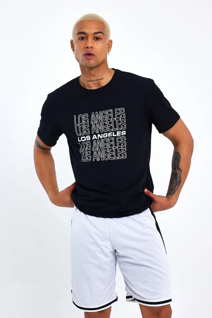 Süperlife Erkek  Bisiklet Yaka Regular Fit Baskılı Tişort SPR23ts305