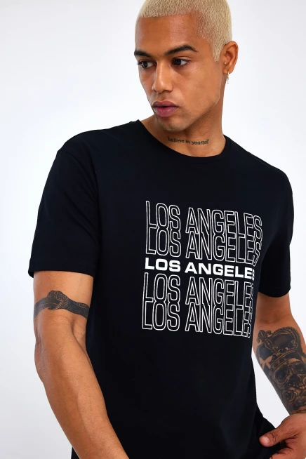 Süperlife Erkek  Bisiklet Yaka Regular Fit Baskılı Tişort SPR23ts305