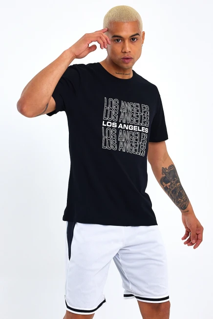 Süperlife Erkek  Bisiklet Yaka Regular Fit Baskılı Tişort SPR23ts305