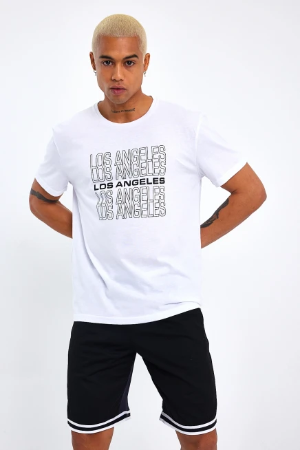 Süperlife Erkek  Bisiklet Yaka Regular Fit Baskılı Tişort SPR23ts305