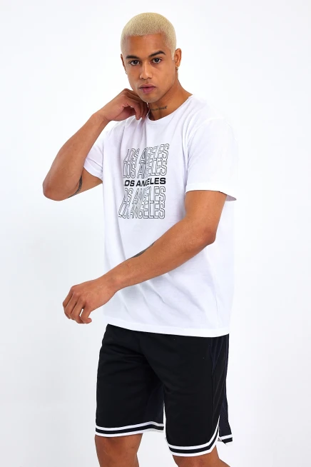 Süperlife Erkek  Bisiklet Yaka Regular Fit Baskılı Tişort SPR23ts305