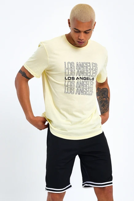 Süperlife Erkek  Bisiklet Yaka Regular Fit Baskılı Tişort SPR23ts305