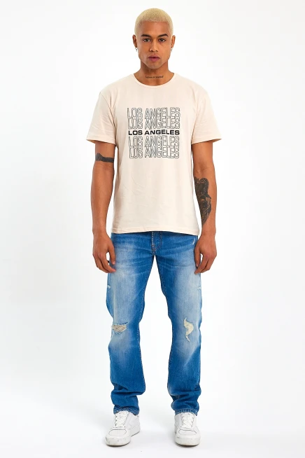 Süperlife Erkek  Bisiklet Yaka Regular Fit Baskılı Tişort SPR23ts305