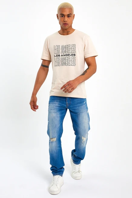 Süperlife Erkek  Bisiklet Yaka Regular Fit Baskılı Tişort SPR23ts305