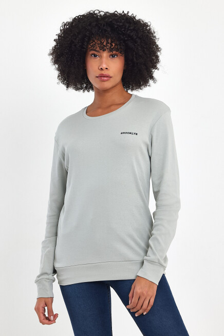 Süperlife Bisiklet Yaka Uzun Kollu Dar Kalıp İnce Sweatshirt SPR21K18