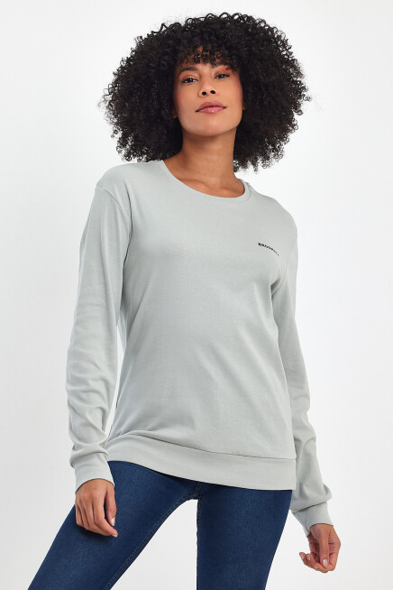 Süperlife Bisiklet Yaka Uzun Kollu Dar Kalıp İnce Sweatshirt SPR21K18