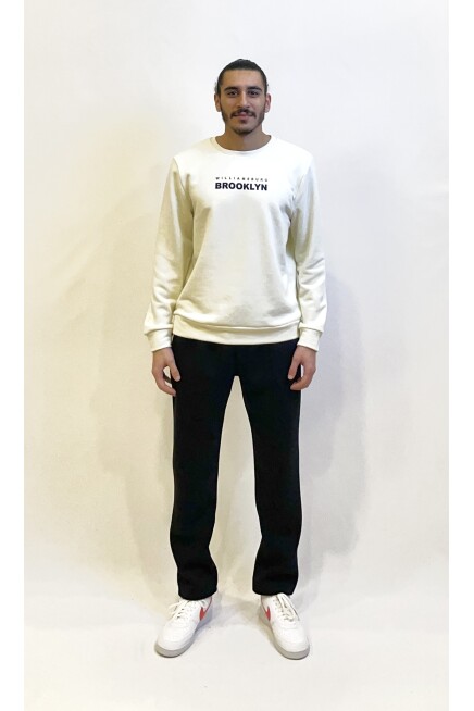 Süperlife Erkek Bisiklet Yaka 3 iplik Kalın Brooklyn Baskılı Sweatshirt SPR24sw29