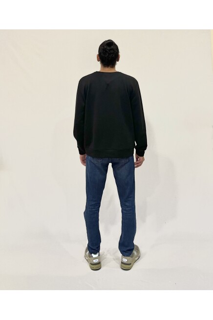 Erkek Bisiklet Yaka Rahat Kalıp 3 iplik Kalın AR Nakışlı  Sweatshirt SPR24SW33