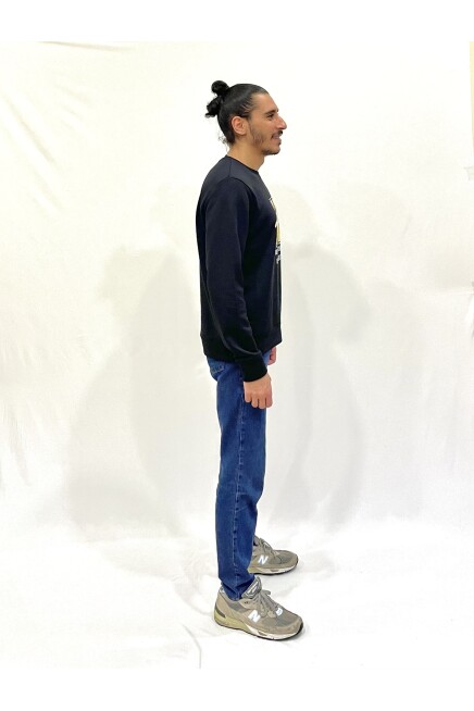 Erkek Bisiklet Yaka Rahat Kalıp 3 iplik Kalın N Baskılı  Sweatshirt SPR24SW25