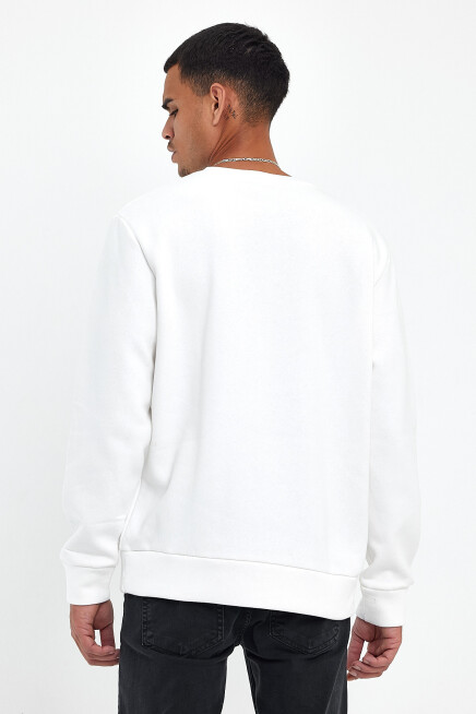 Süperlife Erkek Bisiklet Yaka Rahat Kalıp İçi Polarlı 3 iplik Amerikan Baskılı Swetashırt spr24sw26