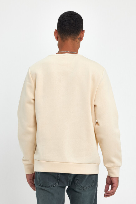 Süperlife Erkek Bisiklet Yaka Rahat Kalıp İçi Polarlı 3 iplik Amerikan Baskılı Swetashırt spr24sw26