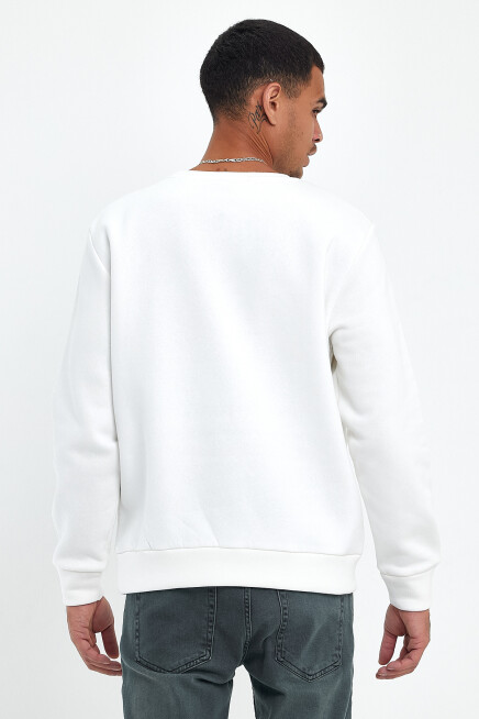 Süperlife Erkek Bisiklet Yaka Rahat Kalıp İçi Polarlı 3 iplik Baskılı Swetashırt Spr24sw27