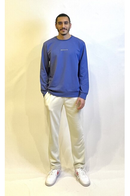 Süperlife Erkek Bisiklet Yaka Regular Fit Brooklyn Baskılı İnce Sweatshirt SPR22SW132