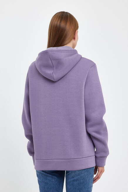 Kadın Kapşonlu Rahat Kalıp İçi Polarlı 3 iplik Californıa Baskılı SweatShırt spr24swk11