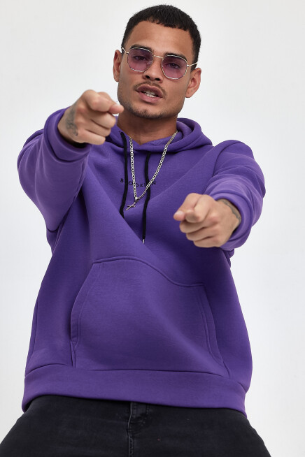 Erkek Kapş.Rahat Kalıp İçi Polarlı 3 iplik Orta Brooklyn Baskılı SweatShırt spr24sw13