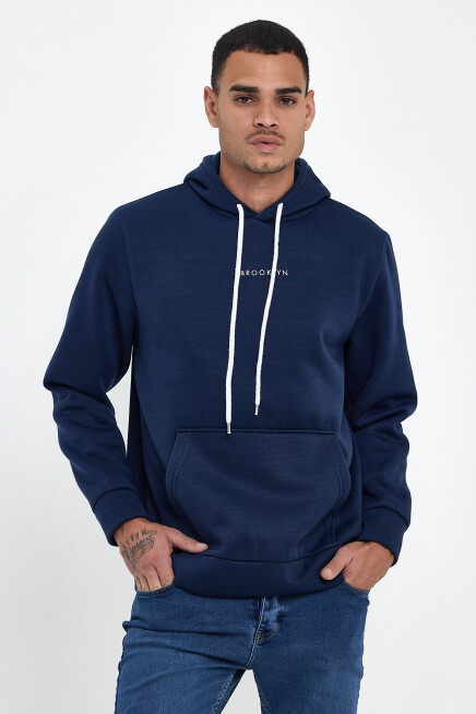 Erkek Kapş.Rahat Kalıp İçi Polarlı 3 iplik Orta Brooklyn Baskılı SweatShırt spr24sw13