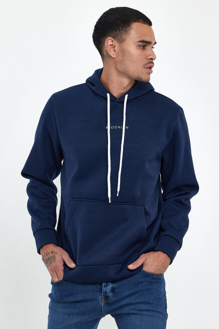 Erkek Kapş.Rahat Kalıp İçi Polarlı 3 iplik Orta Brooklyn Baskılı SweatShırt spr24sw13