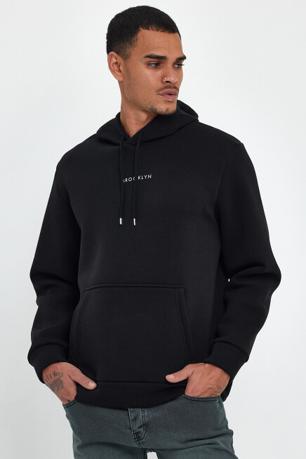 Erkek Kapş.Rahat Kalıp İçi Polarlı 3 iplik Orta Brooklyn Baskılı SweatShırt spr24sw13