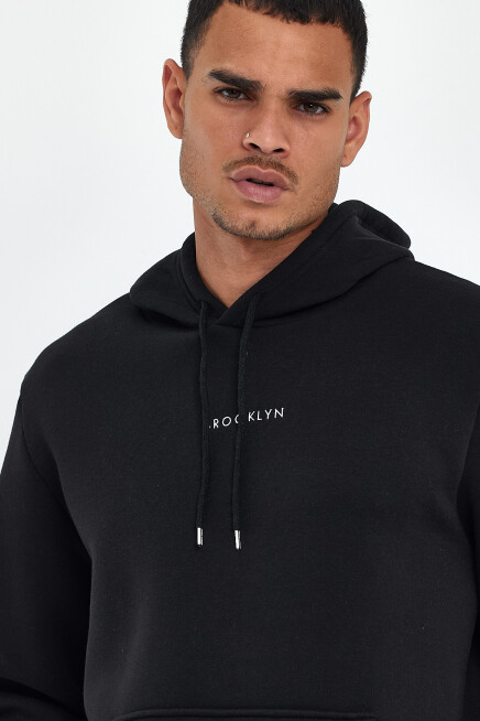 Erkek Kapş.Rahat Kalıp İçi Polarlı 3 iplik Orta Brooklyn Baskılı SweatShırt spr24sw13