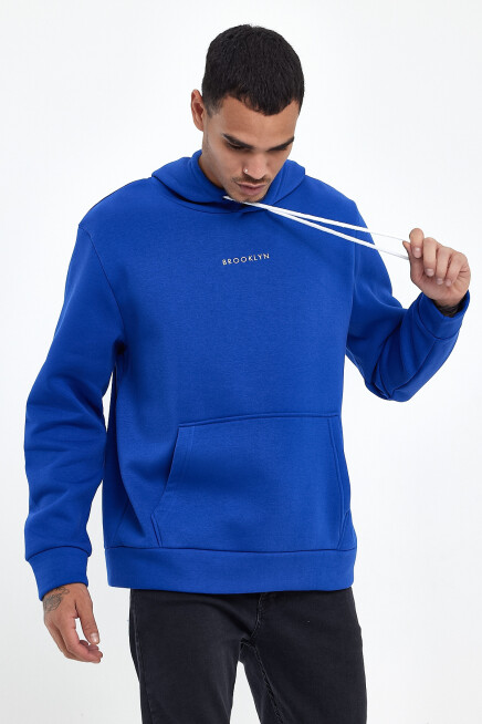 Erkek Kapş.Rahat Kalıp İçi Polarlı 3 iplik Orta Brooklyn Baskılı SweatShırt spr24sw13