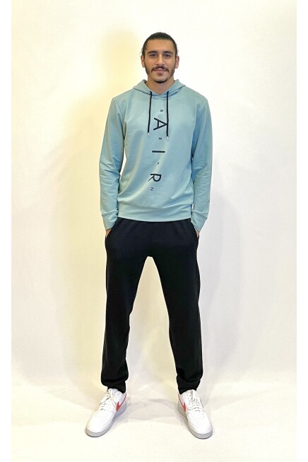 Süperlife Erkek Kapşonlu Regular Fit Air Baskılı İnce Sweatshirt SPR22SW162