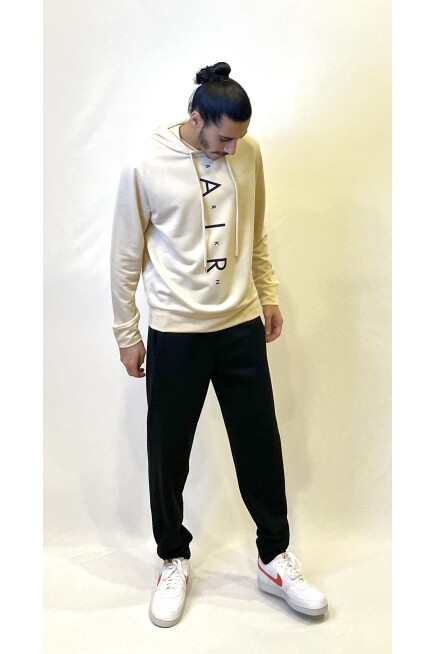 Süperlife Erkek Kapşonlu Regular Fit Air Baskılı İnce Sweatshirt SPR22SW162