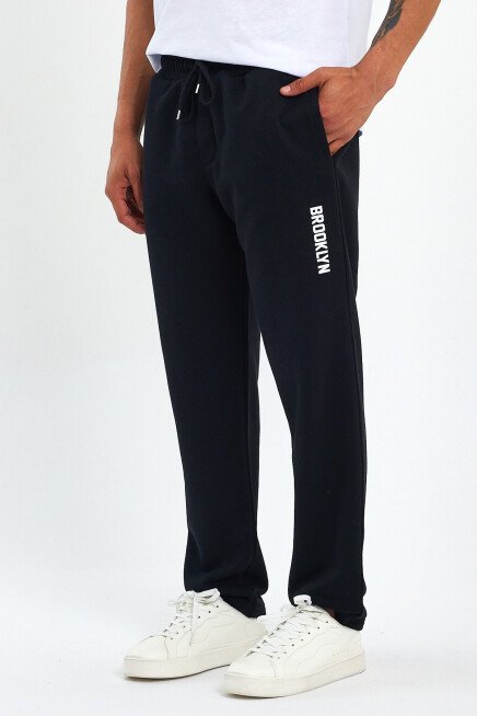 Erkek Regular/Normal Kesim Lastik Belli  Brooklyn Şehir Baskılı İnce Eşofman Altı 24EA205