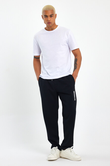 Erkek Regular/Normal Kesim Lastik Belli  Brooklyn Şehir Baskılı İnce Eşofman Altı 24EA205