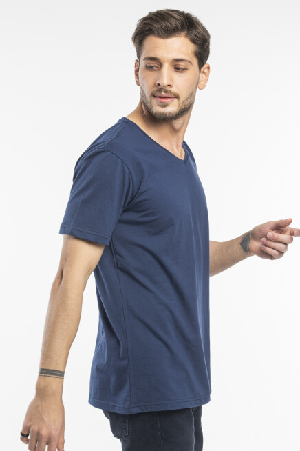 Süperlife Erkek V Yaka Slim Fit Brooklyn Baskılı Kısa Kollu Tişort SPR 265