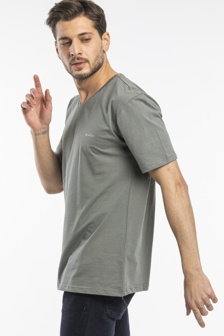 Süperlife Erkek V Yaka Slim Fit Brooklyn Baskılı Kısa Kollu Tişort SPR 265