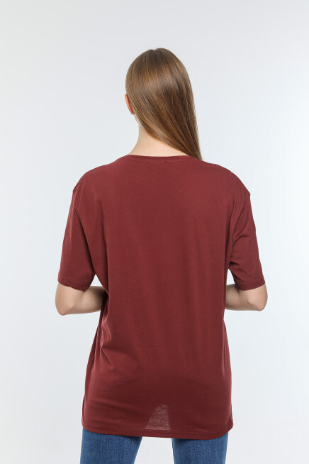 Süperlife Kadın Bisiklet Yaka Regular Fit Baskılı Tişort SPR21YK23