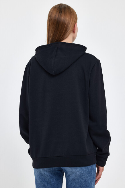 Kadın Kapşonlu Rahat Kalıp İçi Polarlı 3 iplik  W. Brooklyn Baskılı Swetashırt spr24swk04 