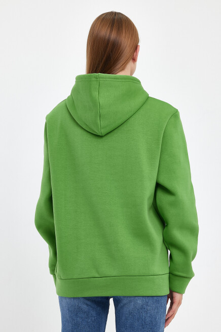 Kadın Kapşonlu Rahat Kalıp İçi Polarlı 3 iplik  W. Brooklyn Baskılı Swetashırt spr24swk04 